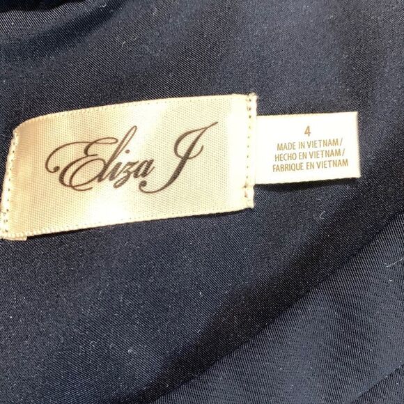 ELIZA J  Jumpsuit Cap Sleeve Wide Leg pockets back zip closure navy women size 4 - Picture 7 of 16